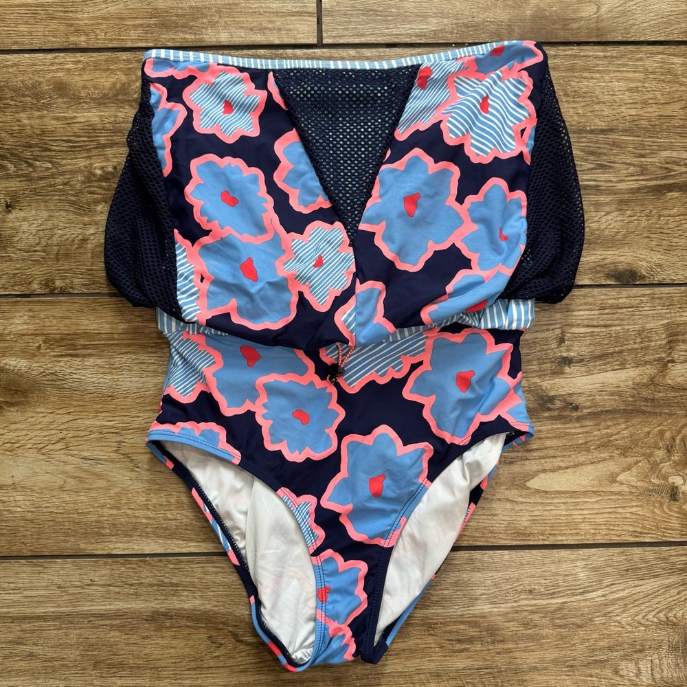 Anne Cole Women Floral Mesh Strapless 1 Piece Swimsuit Multi Size 10 - Picture 16 of 16